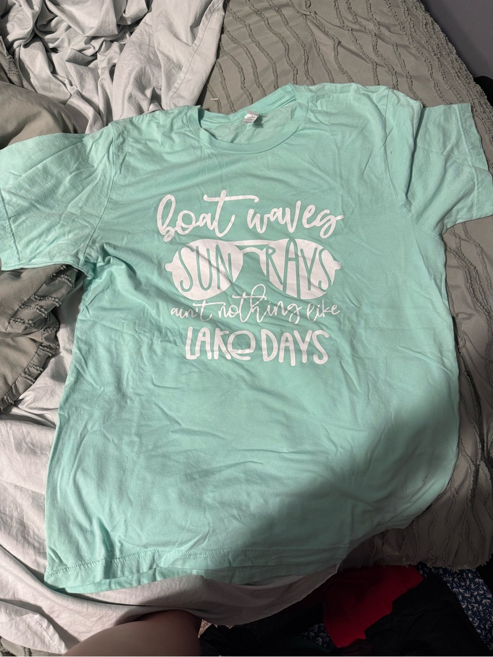 Teal Graphic Tee with White Lake Days Print